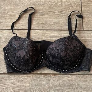 Victoria's Secret Black Lace Underwire Bra with Stud Accents